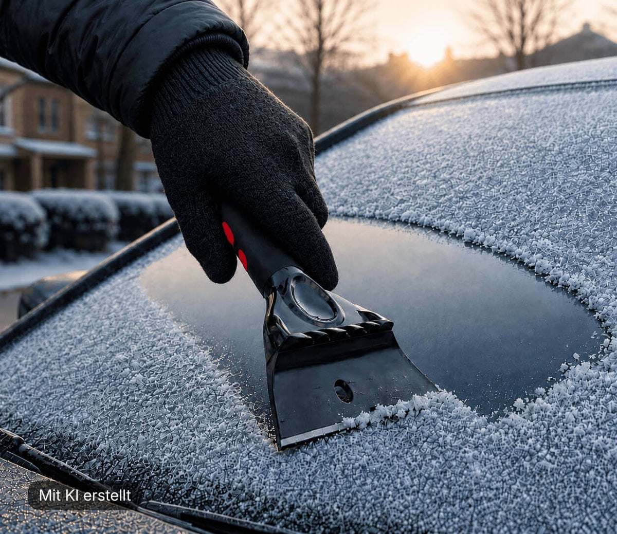 Lyvanas Eiskratzer entfernt Eis und Frost von einer vereisten Autoscheibe