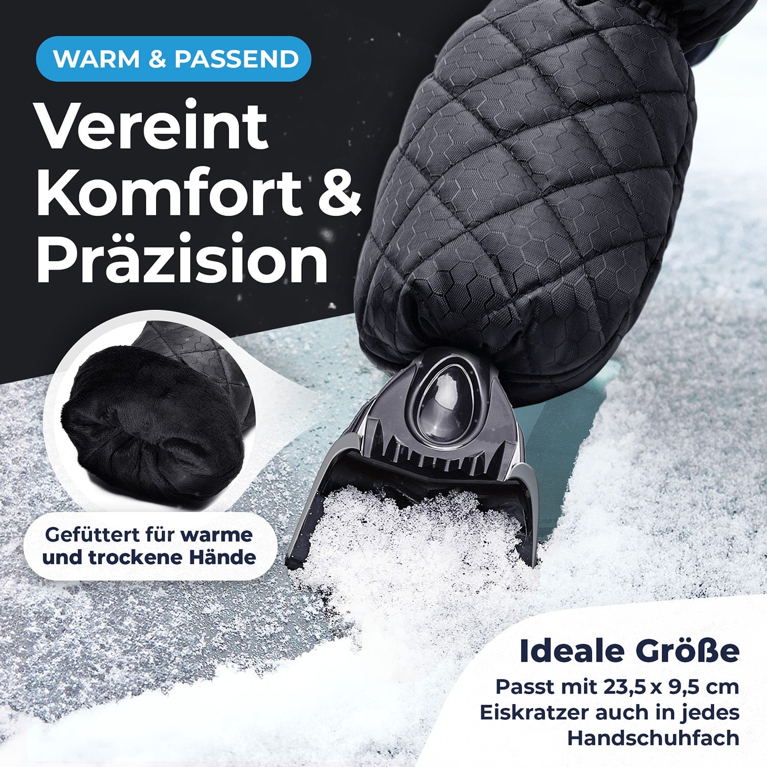 Auto Kratzer mit Handschuh – ergonomisch für Wintereinsatz am Fahrzeug