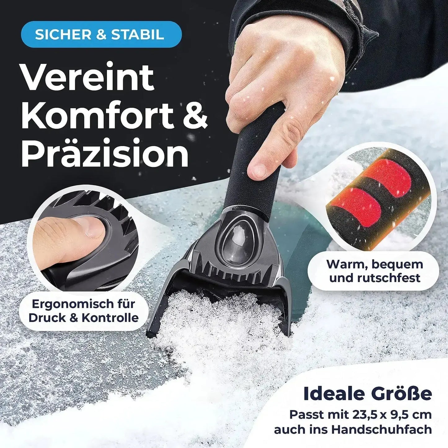 Auto Zubehör: Eiskratzer mit ergonomischem Griff für komfortable Anwendung bei Eis und Schnee