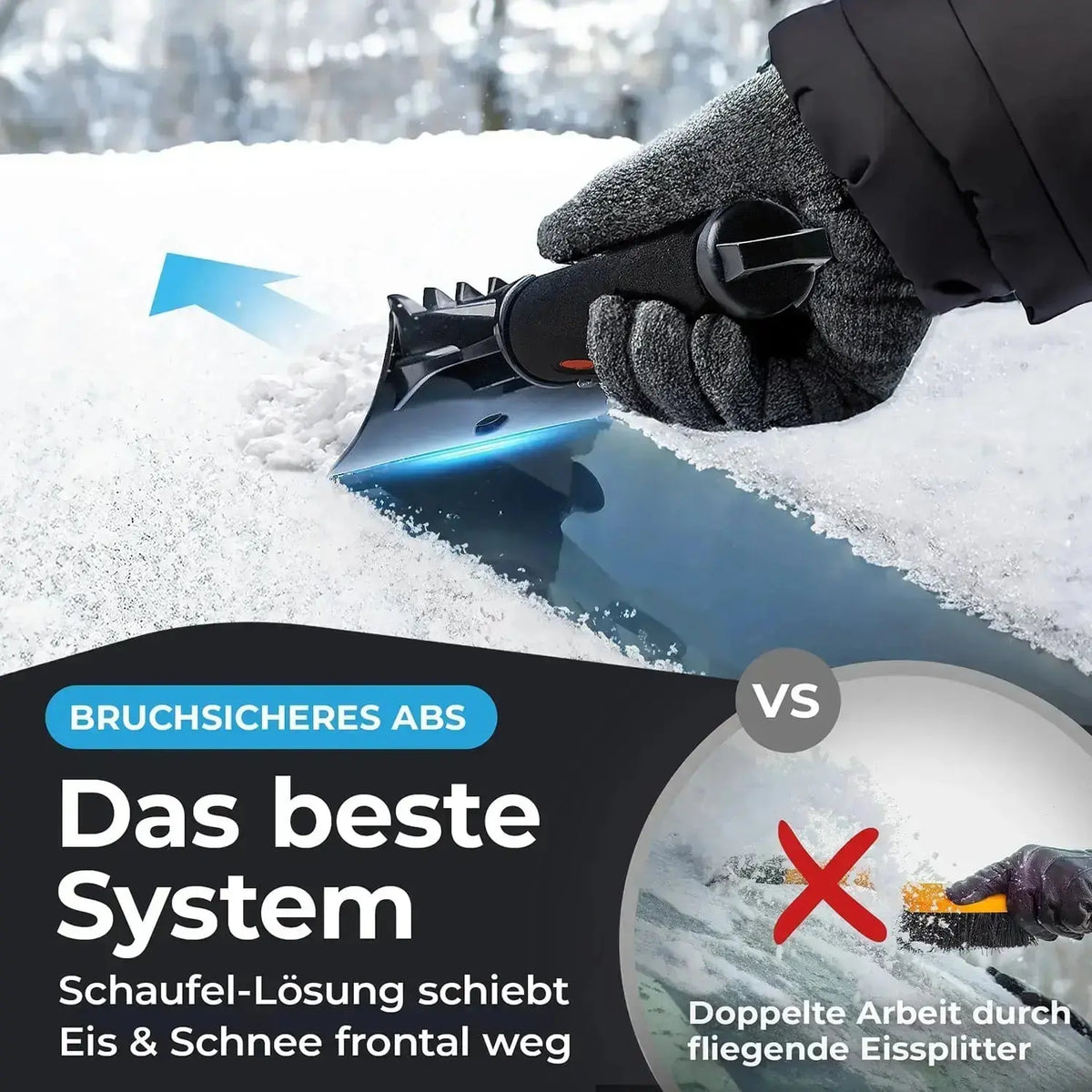 Eiskratzer mit robuster ABS-Kante zum Entfernen von Eis und Schnee auf der Autoscheibe