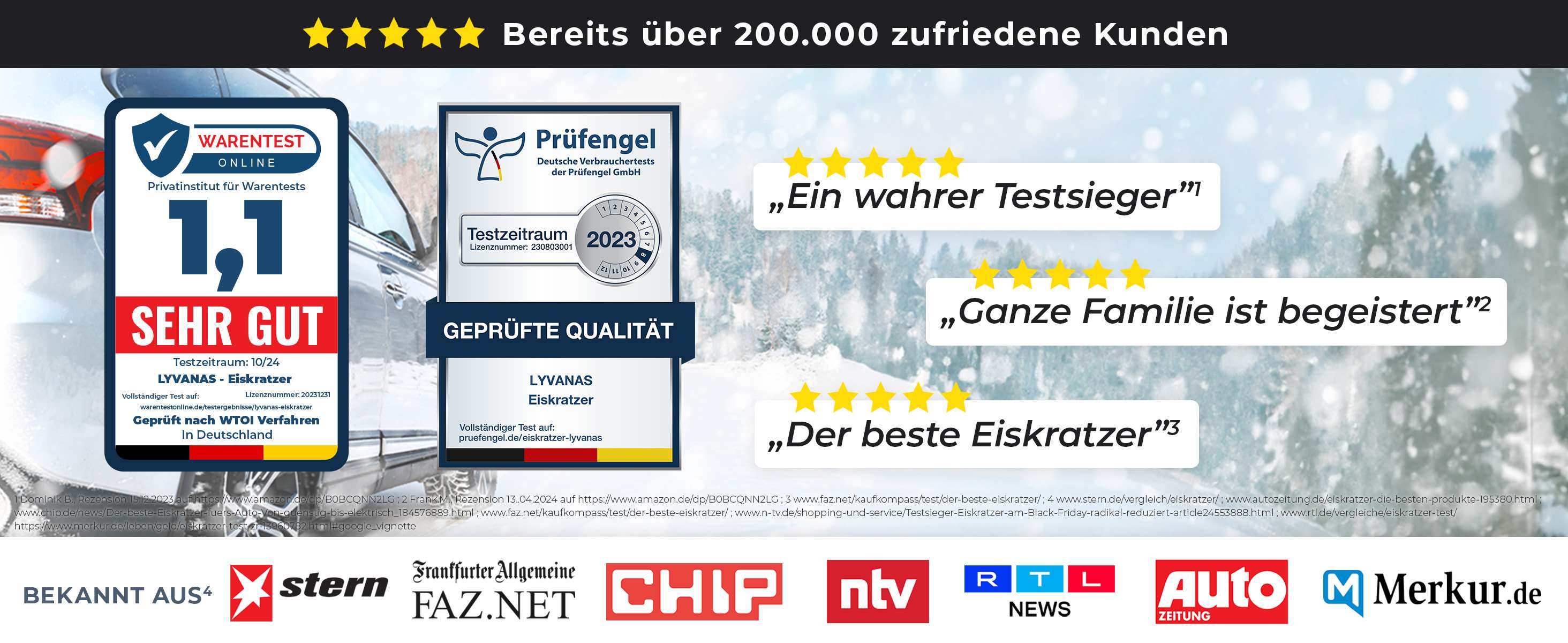 Lyvanas Eiskratzer – Testsieger mit Bewertung 1,1 ‚Sehr gut‘, geprüfte Qualität und über 200.000 zufriedene Kunden