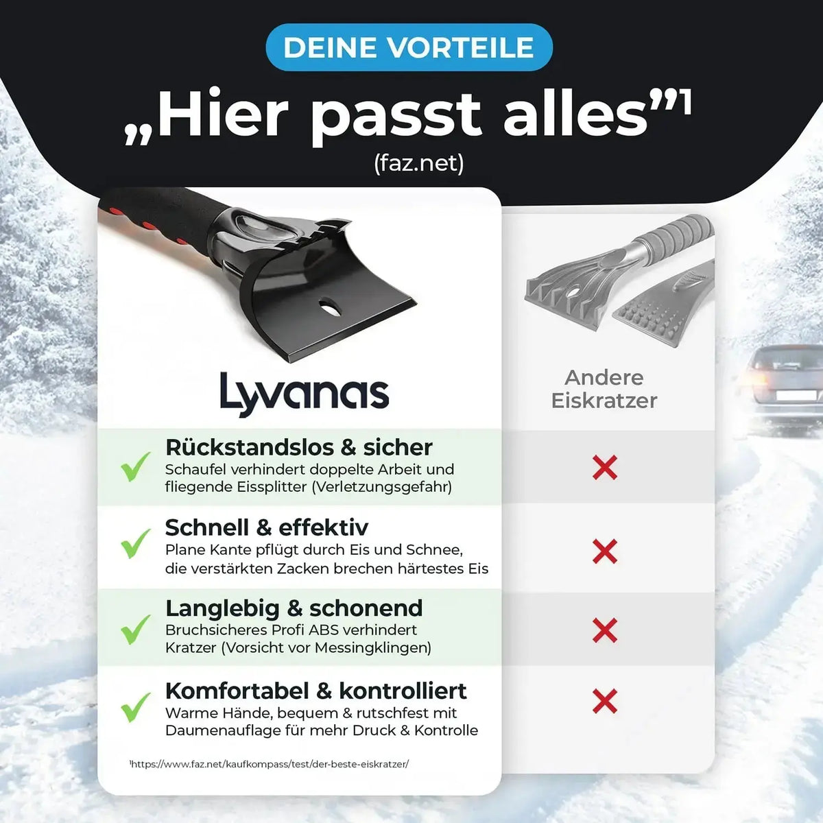 Vorteile des Lyvanas Eiskratzers im Vergleich zu herkömmlichen Eiskratzern